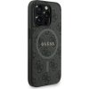 Guess PU Leather 4G Colored Ring Strap MagSafe Zadní Kryt pro iPhone 15 Pro Black