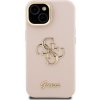 Guess PU Grained 4G Logo Stand Camera Frame Zadní Kryt pro iPhone 15 Pink