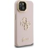 Guess PU Grained 4G Logo Stand Camera Frame Zadní Kryt pro iPhone 15 Pink