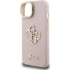 Guess PU Grained 4G Logo Stand Camera Frame Zadní Kryt pro iPhone 15 Pink