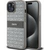 DKNY PU Leather Repeat Pattern Tonal Stripe Zadní Kryt pro iPhone 15 Beige