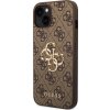 Guess PU 4G Metal Logo Zadní Kryt pro iPhone 15 Brown