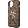 Guess PU 4G Metal Logo Zadní Kryt pro iPhone 15 Brown