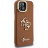 Guess PU Grained 4G Logo Stand Camera Frame Zadní Kryt pro iPhone 15 Brown