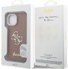 Guess PU Grained 4G Logo Stand Camera Frame Zadní Kryt pro iPhone 15 Brown