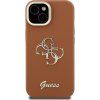 Guess PU Grained 4G Logo Stand Camera Frame Zadní Kryt pro iPhone 15 Brown