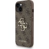 Guess PU 4G Metal Logo Strap Zadní Kryt pro iPhone 15 Brown
