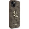 Guess PU 4G Metal Logo Strap Zadní Kryt pro iPhone 15 Brown