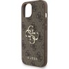 Guess PU 4G Metal Logo Strap Zadní Kryt pro iPhone 15 Brown
