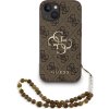 Guess PU 4G Metal Logo Strap Zadní Kryt pro iPhone 15 Brown
