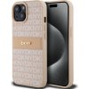 DKNY PU Leather Repeat Pattern Tonal Stripe Zadní Kryt pro iPhone 15 Pink
