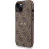 Guess PU Leather 4G Colored Ring Strap MagSafe Zadní Kryt pro iPhone 15 Brown