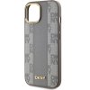 DKNY PU Leather Checkered Pattern Magsafe Zadní Kryt pro iPhone 15 Beige