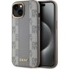 DKNY PU Leather Checkered Pattern Magsafe Zadní Kryt pro iPhone 15 Beige