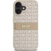 DKNY PU Leather Repeat Pattern Tonal Stripe Zadní Kryt pro iPhone 16 Plus Pink