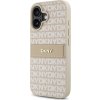 DKNY PU Leather Repeat Pattern Tonal Stripe Zadní Kryt pro iPhone 16 Plus Pink