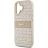 DKNY PU Leather Repeat Pattern Tonal Stripe Zadní Kryt pro iPhone 16 Plus Pink