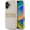 DKNY PU Leather Repeat Pattern Tonal Stripe Zadní Kryt pro iPhone 16 Plus Pink