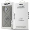 DKNY PU Leather Quilted Stack Logo Zadní Kryt pro iPhone 16 Plus Grey