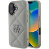 DKNY PU Leather Quilted Stack Logo Zadní Kryt pro iPhone 16 Plus Grey