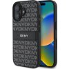DKNY PU Leather Repeat Pattern Tonal Stripe Zadný Kryt pre iPhone 16 Plus Black