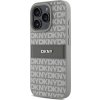 DKNY PU Leather Repeat Pattern Tonal Stripe Zadní Kryt pro iPhone 16 Pro Max Beige