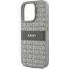 DKNY PU Leather Repeat Pattern Tonal Stripe Zadní Kryt pro iPhone 16 Pro Max Beige