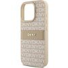DKNY PU Leather Repeat Pattern Tonal Stripe Zadní Kryt pro iPhone 16 Pro Max Pink