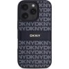 DKNY PU Leather Repeat Pattern Tonal Stripe Zadní Kryt pro iPhone 16 Pro Max Blue