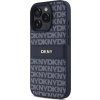 DKNY PU Leather Repeat Pattern Tonal Stripe Zadný Kryt pre iPhone 16 Pro Max Blue