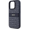 DKNY PU Leather Repeat Pattern Tonal Stripe Zadní Kryt pro iPhone 16 Pro Max Blue