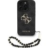 Guess PU 4G Metal Logo Strap Zadní Kryt pro iPhone 16 Pro Max Black