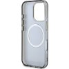 Guess IML Glitter Magnolia and Triangle Logo MagSafe Zadný Kryt pre iPhone 16 Pro Max Black