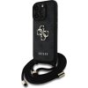 Guess PU 4G Metal Logo Crossbody Popruh Zadný Kryt pre iPhone 16 Pro Max Black