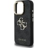 Guess PU 4G Metal Logo Stand Camera Frame Zadní Kryt pro iPhone 16 Pro Max Black