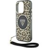 Guess IML Leopard Triangle Logo Strap MagSafe Zadný Kryt pre iPhone 16 Pro Max Brown