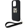 DKNY PU Leather Stack Logo Wrist Strap Zadní Kryt pro iPhone 16 Pro Max Black