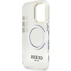 Guess IML Gold Outline Stand Camera Frame MagSafe Zadný Kryt pre iPhone 16 Pro Max Transparent