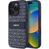 DKNY PU Leather Repeat Pattern Tonal Stripe Zadní Kryt pro iPhone 16 Pro Blue