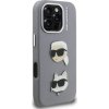 Karl Lagerfeld Grained PU K&CH Heads Zadní Kryt pro iPhone 16 Pro Grey