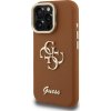 Guess PU Grained 4G Logo Stand Camera Frame Zadní Kryt pro iPhone 16 Pro Brown