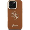 Guess PU Grained 4G Logo Stand Camera Frame Zadní Kryt pro iPhone 16 Pro Brown