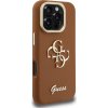 Guess PU Grained 4G Logo Stand Camera Frame Zadní Kryt pro iPhone 16 Pro Brown
