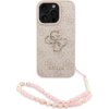 Guess PU 4G Metal Logo Strap Zadní Kryt pro iPhone 16 Pro Pink