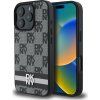 DKNY PU Leather Checkered Pattern and Stripe Zadní Kryt pro iPhone 16 Pro Black