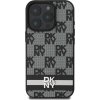 DKNY PU Leather Checkered Pattern and Stripe Zadný Kryt pre iPhone 16 Pro Black