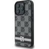 DKNY PU Leather Checkered Pattern and Stripe Zadní Kryt pro iPhone 16 Pro Black