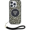 Guess IML Leopard Triangle Logo Strap MagSafe Zadný Kryt pre iPhone 16 Pro Brown