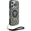 Guess IML Leopard Triangle Logo Strap MagSafe Zadný Kryt pre iPhone 16 Pro Brown