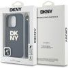 DKNY PU Leather Stack Logo Wrist Strap Zadní Kryt pro iPhone 16 Pro Black